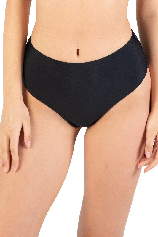 Jet Black Halter Bikini Bottom Compression