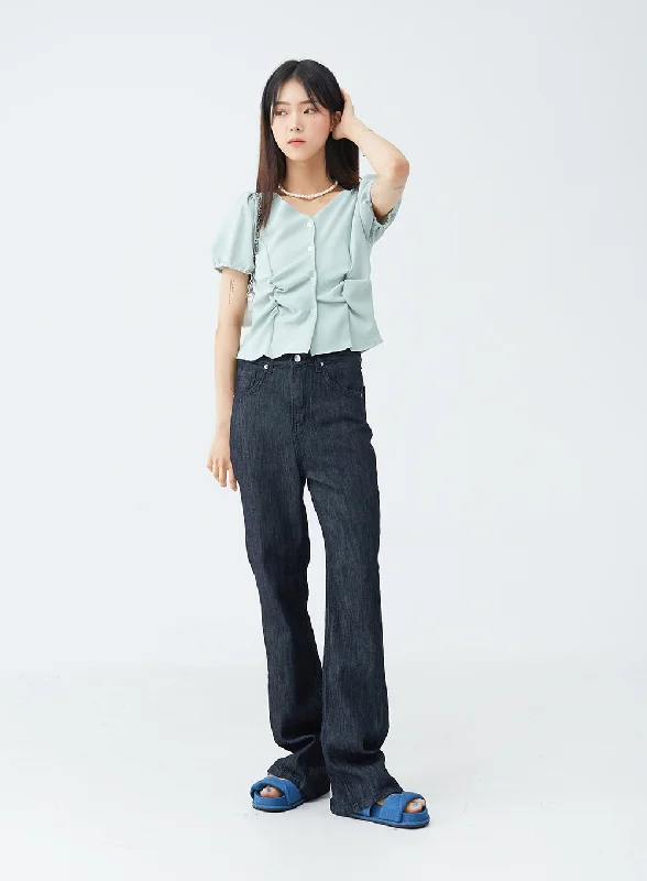 Indigo Bootcut Jeans OU21 Sleek Women's Metallic
