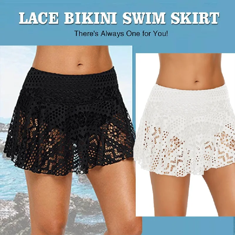 Women Crochet Lace Bikini Bottom Swim Skirt Solid Swimsuit Short Swimsuit Board Shorts Skort Swimdress Refined Women's Hand - crafted