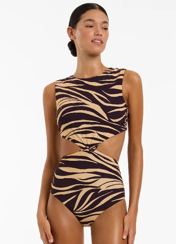 Fine Lines Twist Tank One Piece - Port Youthful Women's Pop