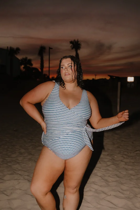 Palm Beach One Piece | Navy Wave Stylish Women's Neon