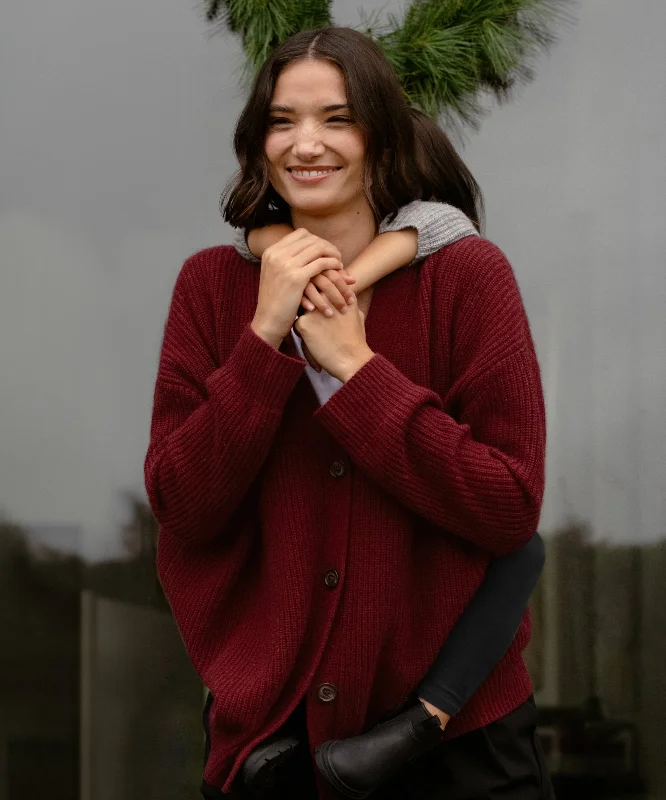 Cashmere Cocoon Cardigan Classic Women's Pin - striped