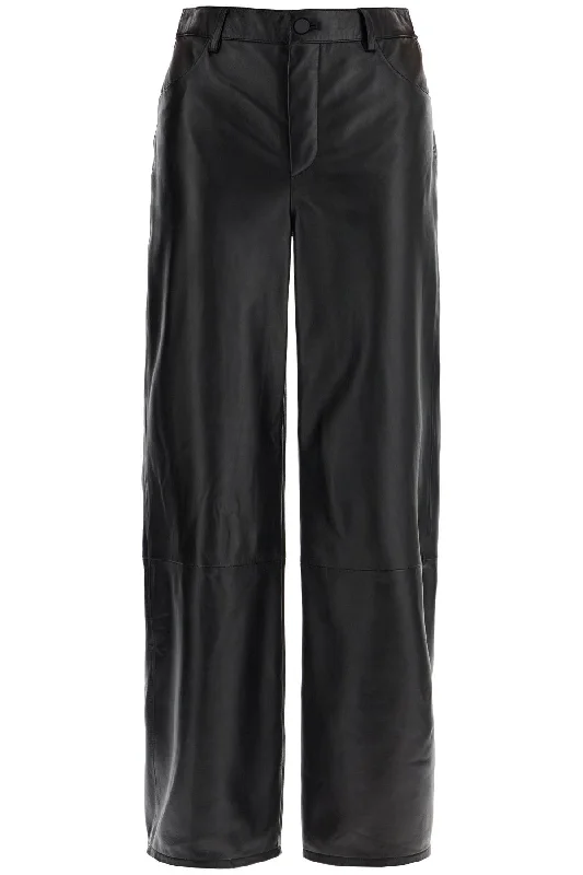 Loulou Studio Women's High-Waisted Wide-Leg  Leather Pants Elegant Women's Formal 