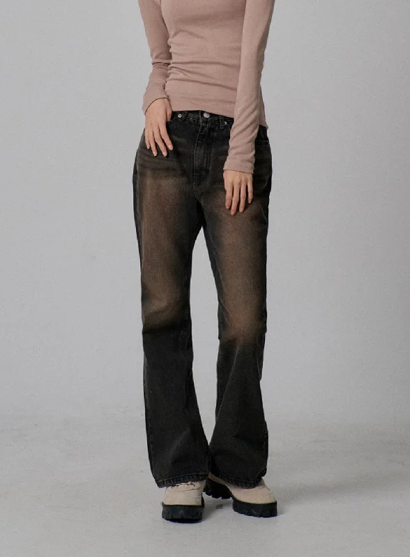 Vintage Wash Bootcut Jeans IJ310 Streetwear Style for 