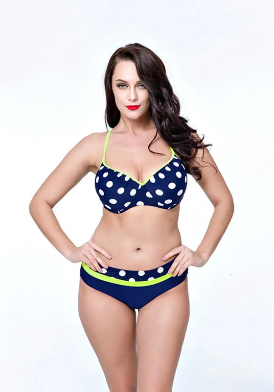 Capi Round Dots Bikini Stylish Women's Neon
