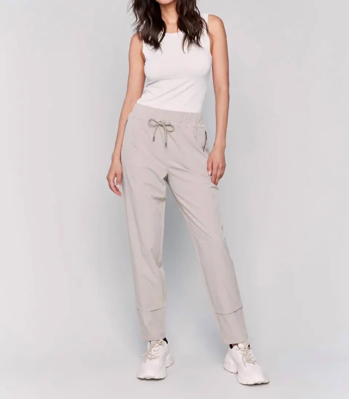 Techno Pull-On Pants In Natural Artistic Women's Hand - painted