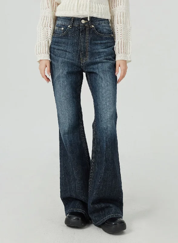 Dark Wash Bootcut Jeans BM322 Elegant Women's Formal 