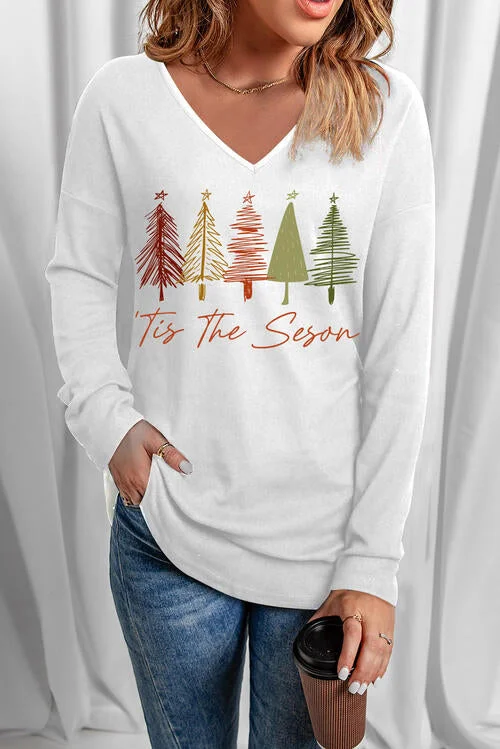 Graphic V-Neck Long Sleeve T-Shirt performance