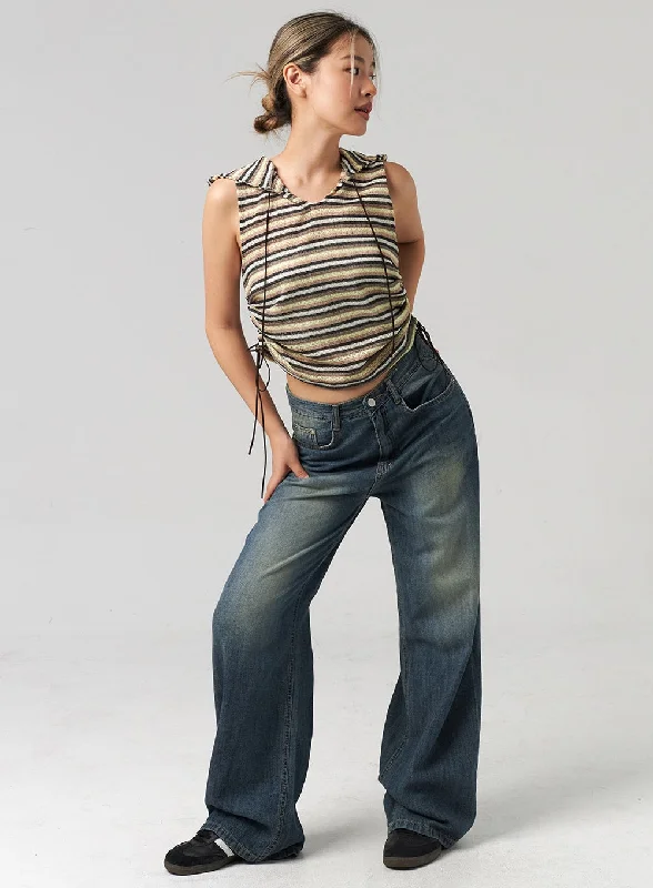 Wide Dark Wash Jeans CL305 Sophisticated Women's 