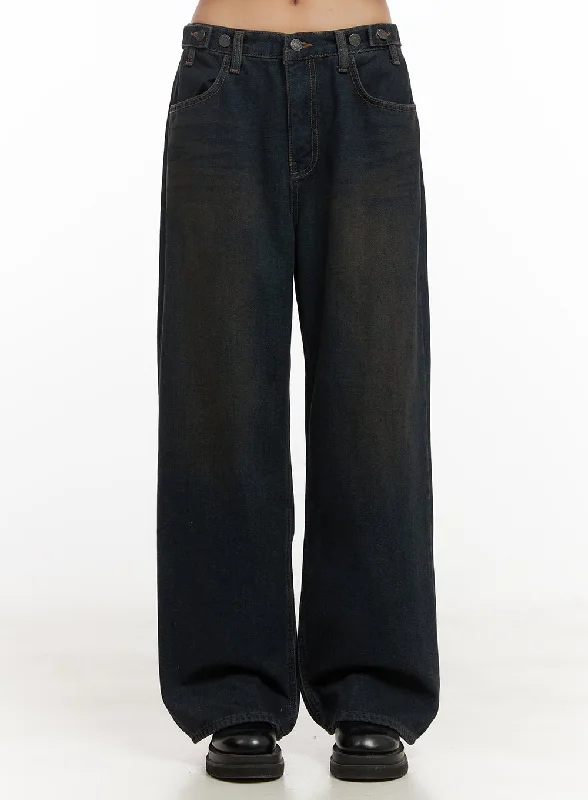 Alma Wide Fit Printed Denim Tab Jeans CD409 Earthy Women's 