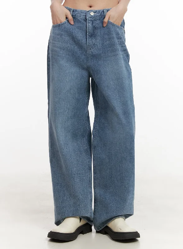 Mandy Washed Wide Leg Jeans OD418 Hip Women's Retro