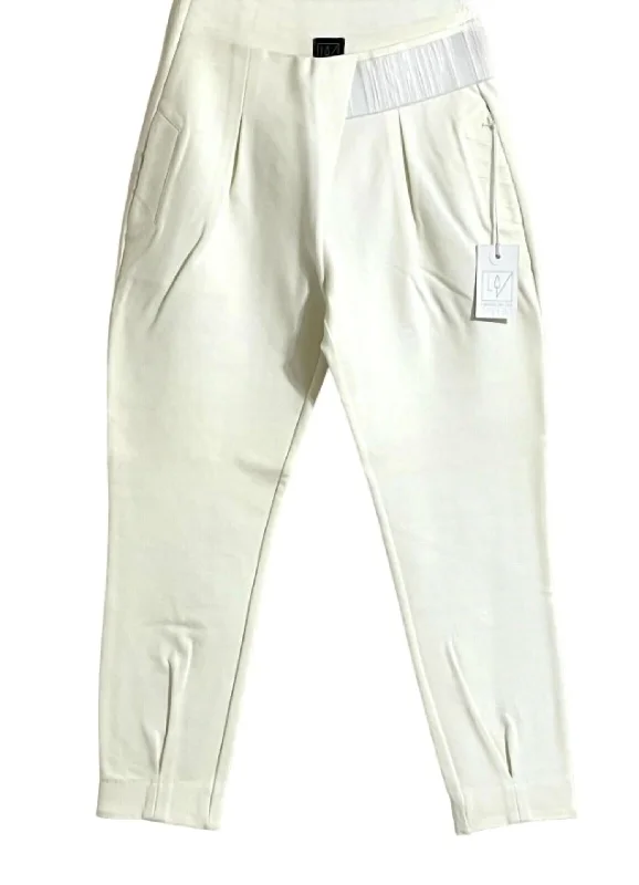 Women's Ali Pleated Front Jogger Pants In Ivory Dapper Women's Bow - adorned