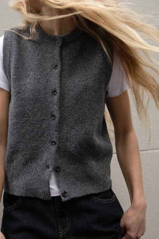 BUTTON UP KNIT VEST Hip Women's Retro