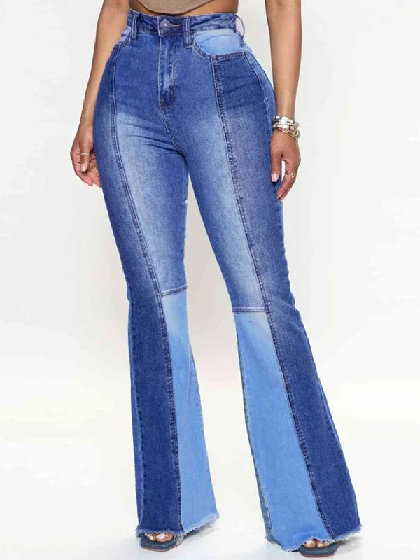 Wide Leg Raw Hem Jeans Feminine Women's Style 