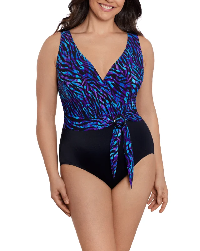2024 Longitude Painted Safari Belted Surplice One Piece - L240857 Traditional Women's Wool