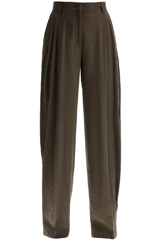 The Andamane Women's  Wide Leg Viscose Trousers With Front Pleats Sophisticated Women's 