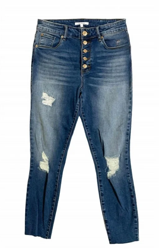 Women's Brie Distressed High Rise Ankle Skinny Jeans In Blue Athletic Women's High - 