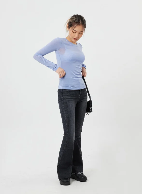 Washed Bootcut Jeans CF317 Feminine Women's Style 