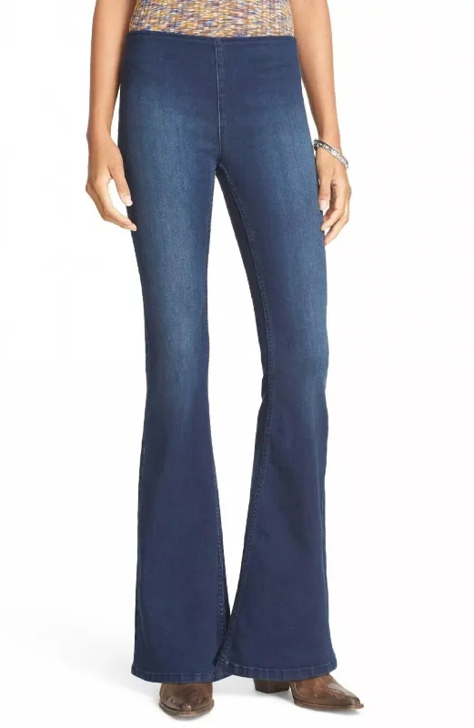 Women's Penny Pull-On Flare Jeans In Denim Blue Elegant Women's 