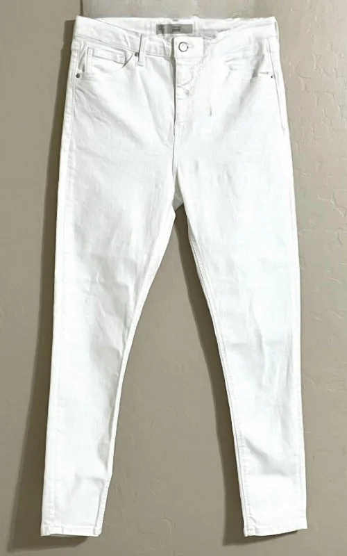 Women's Jamie Moto Stretch High Rise Skinny Jeans In White Classic Women's Pin - striped