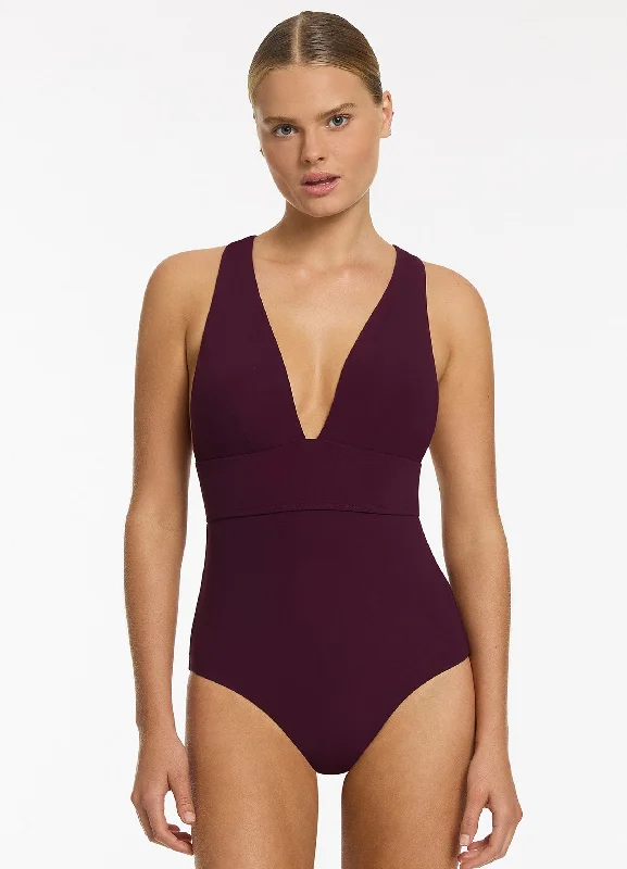 Jetset Plunge Tie Back One Piece - Port Tough Women's Military - inspired