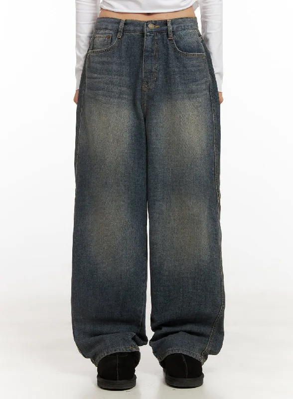 Megan Washed Denim Baggy Jeans CD409 garde