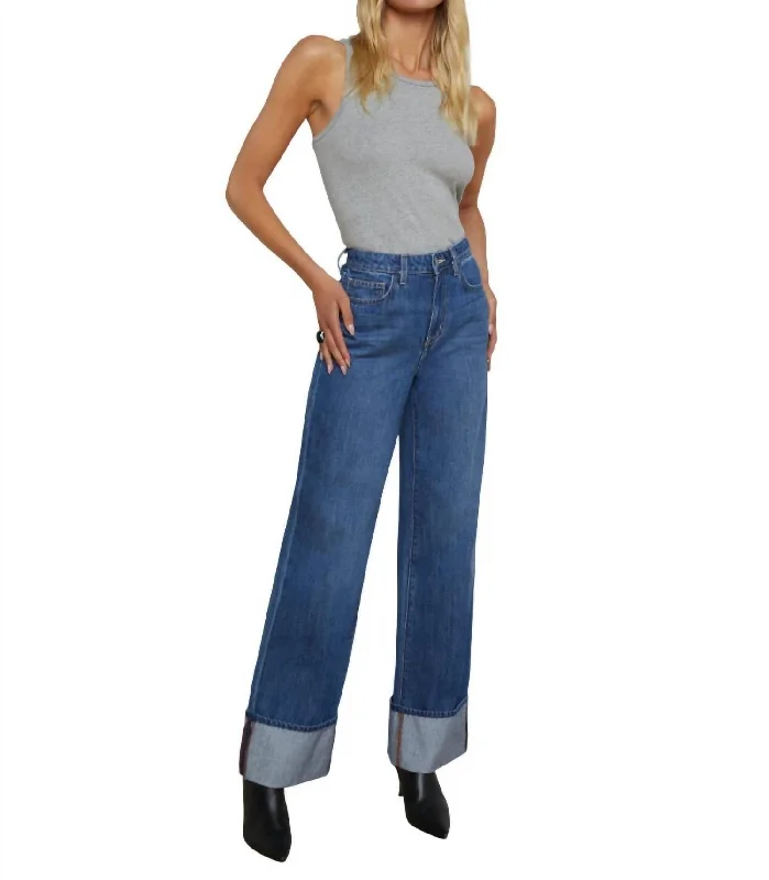 Miley Uh Wide Leg Cuff Jean In Lampson Monochromatic Office Style