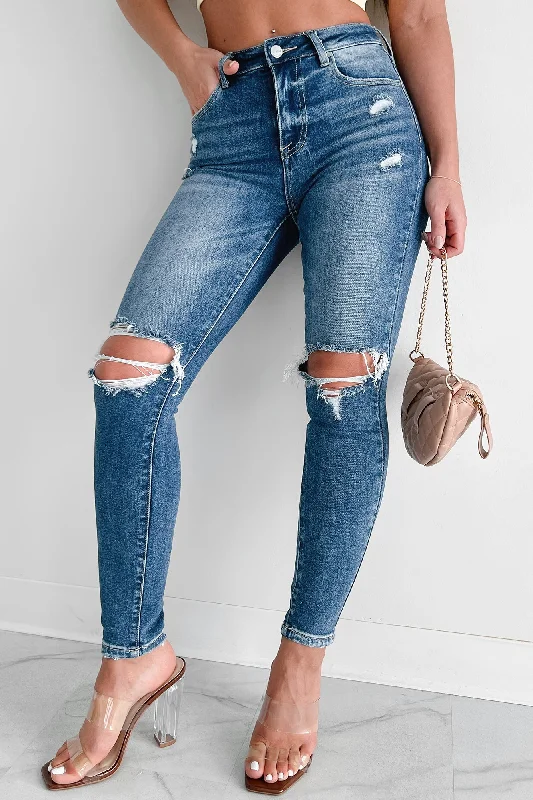 Calico High Rise Distressed Risen Skinny Jeans (Medium) Adventure