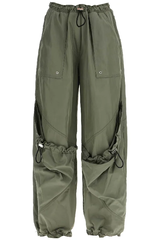 The Attico Women's Wide Leg High-Waisted Pants With Adjustable Elastic In Military Vintage Women's 1970S 