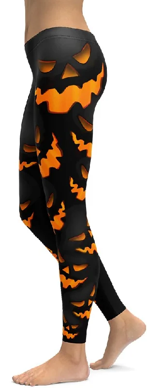 Spooky Pumpkin Halloween Leggings Sustainable Organic