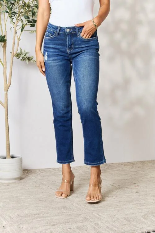 Distressed Cropped Jeans Confident Women's Power