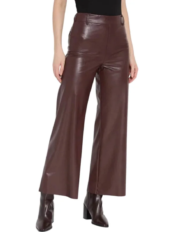 Vegan Leather Wide Leg Pants In Deep Burgundy Adventure