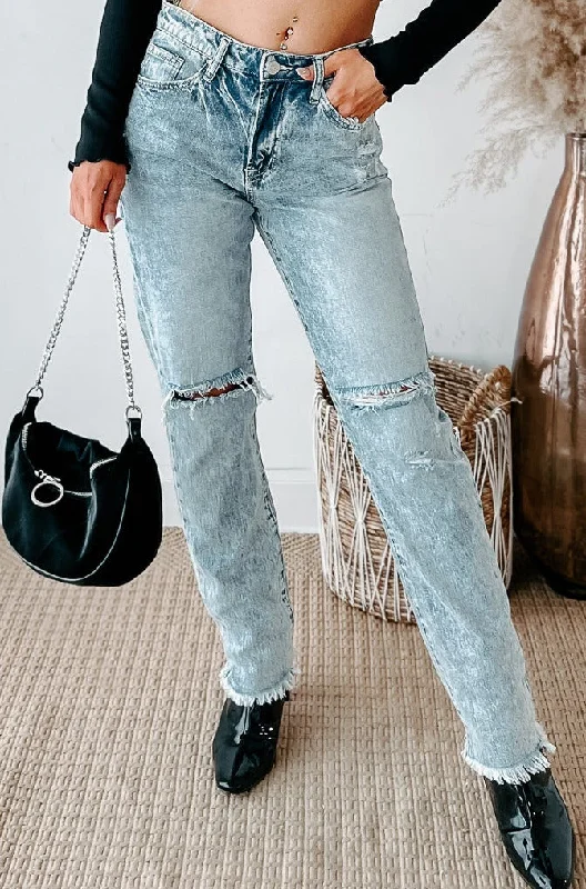 Phaedra High Rise Distressed Straight Leg Jeans (Light) Traditional Women's Wool
