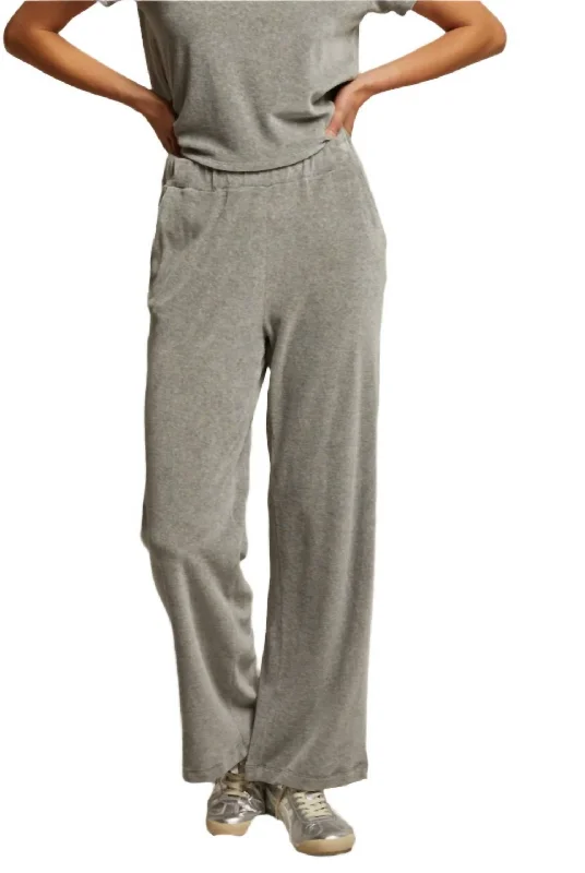 Holly Velour Wide Leg Pant In Heather Grey Relaxed Women's Beachy