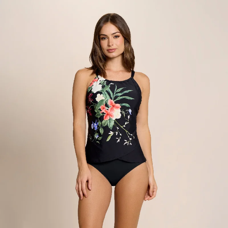 FLORAL FANTASY AUDREY DRAPED TANKINI TOP French