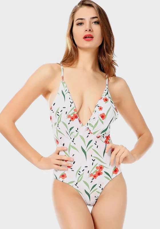 Nobi Printed V Neck Monokini Geometric