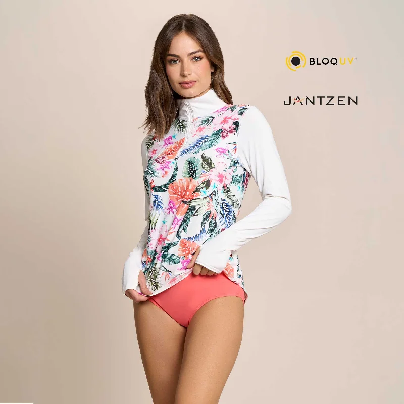 HAWAIIAN TERRACE RELAXED MOCK NECK  ZIP TOP Earthy Women's 