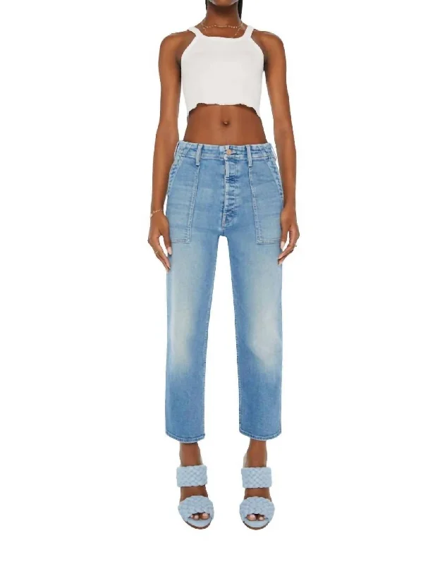 Patch Pocket Private Flood Jeans In Flag Me Down Confident Women's High - fashion