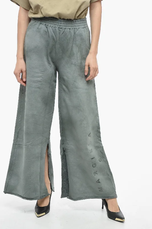 Maison Margiela MM6 Brushed Cotton Palazzo Pants with Opened Bottom Refined Women's Hand - crafted