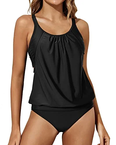 Sports Bra Removable Pads Tankini Swimsuits For Women-Black Laid - back Women's Vibe