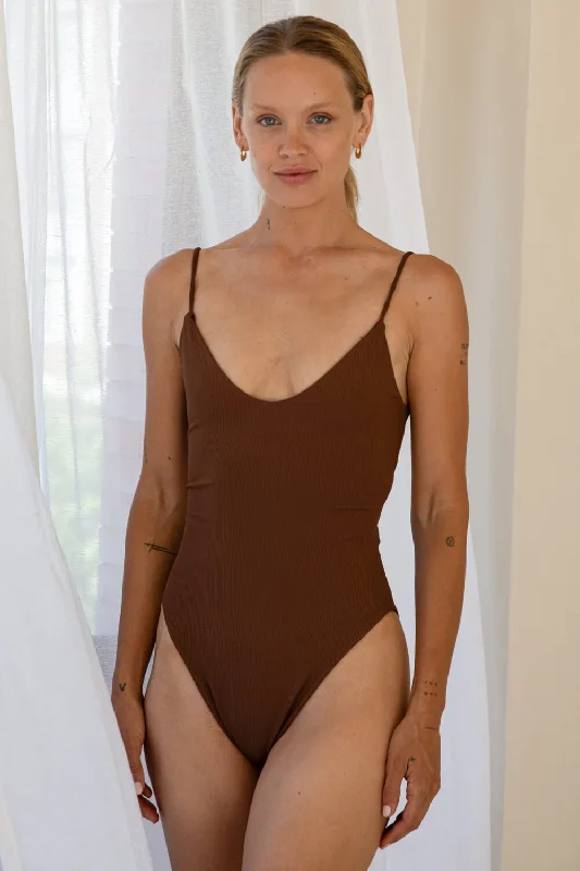 The Corset One Piece - Ribbed Espresso Bold Women's Animal Print