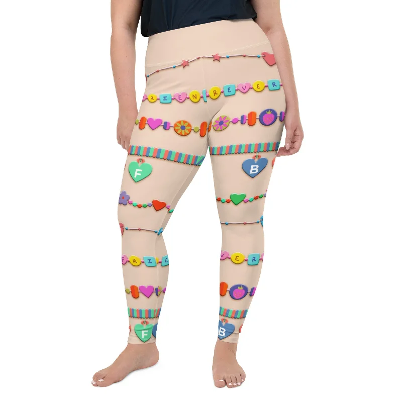 Friendship Bracelet Print Plus Size Leggings Confident Women's High - fashion