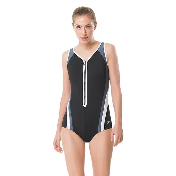 Speedo Endurance+ Plunge Zip Contour Womens's Swimsuit Traditional Women's Wool