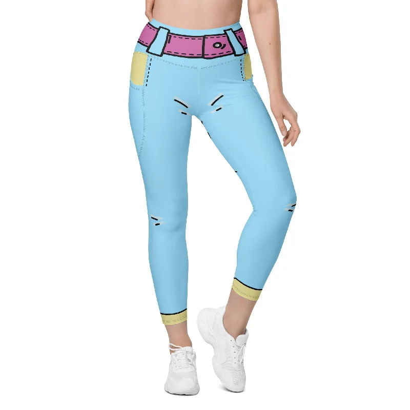 Cartoonized Leggings With Pockets Dynamic Women's High - energy