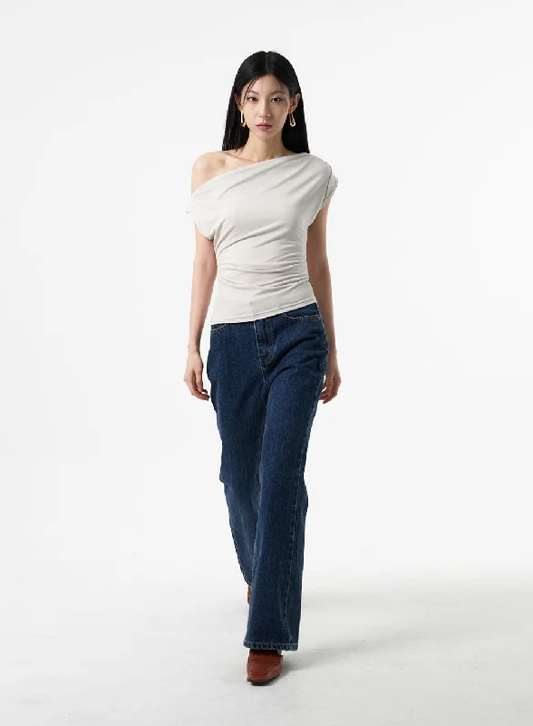 Wide Bootcut Jeans IA325 Trendy Women's Oversized