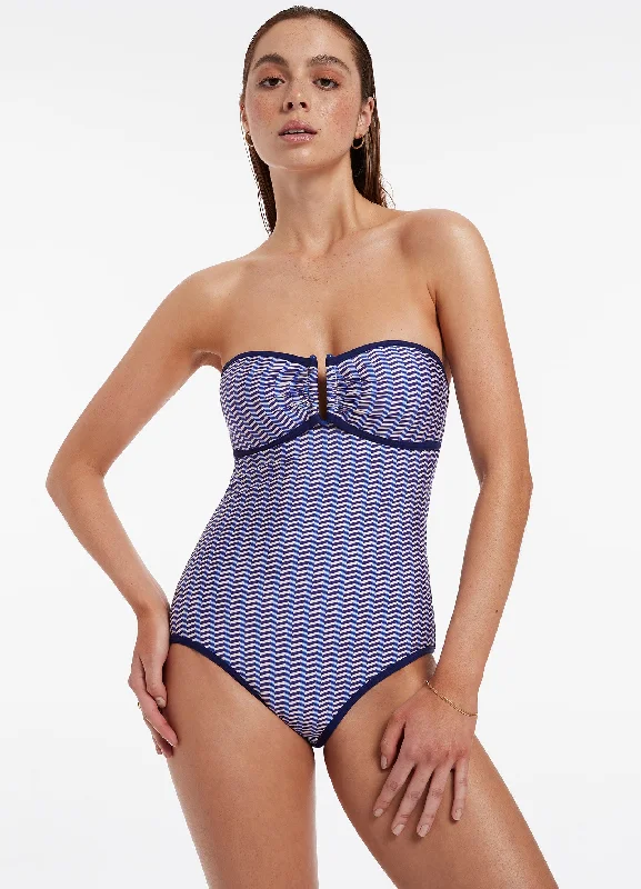 Amoudi Bandeau One Piece - Sapphire Hip Women's Retro