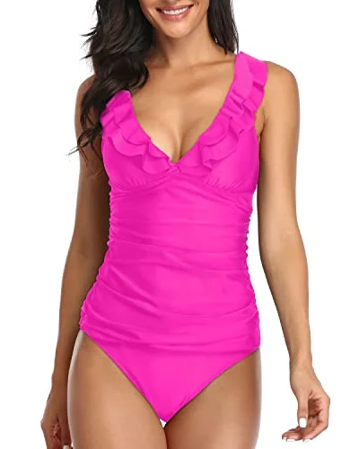 Women's Flattering Two Piece Bathing Suits For A Slimming Silhouette-Neon Pink Elegant Women's Formal 