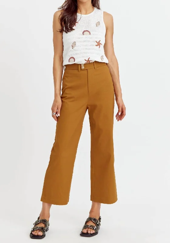 Luana High Rise Crop Straight Pant In Honey Sustainable Organic