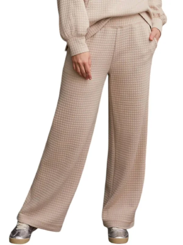 Quilted Pull-On Pants In Beige Bohemian Women's Free
