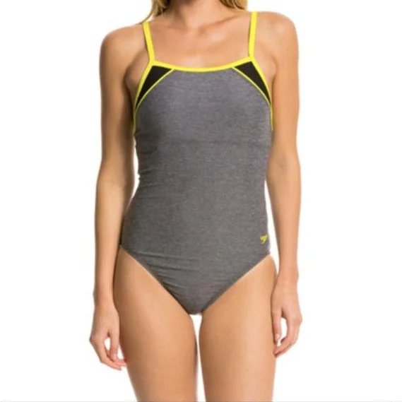 Speedo Heathered Clip Back One Piece Feminine Women's Soft 